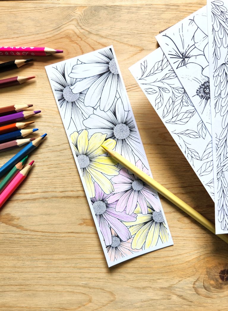 Floral Coloring Bookmarks | Nature Designs for Adults & Kids